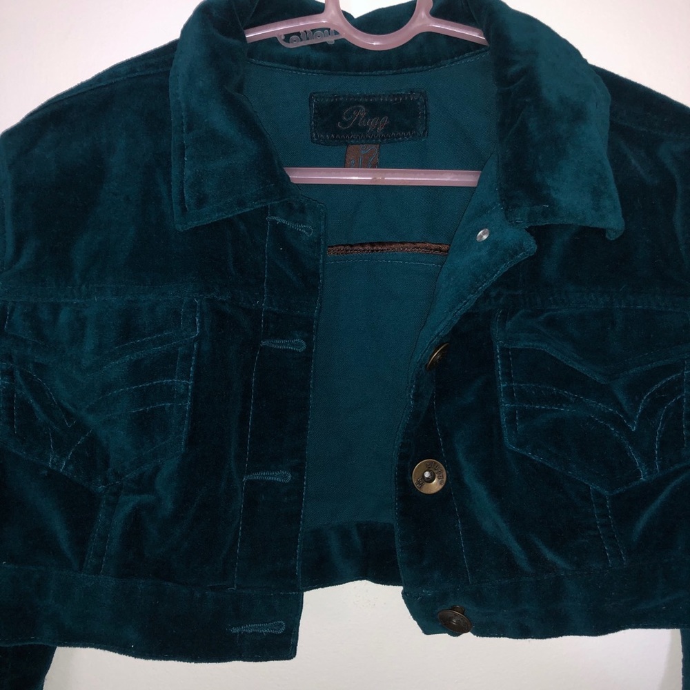 Flagg deep teal velvet bolero jacket